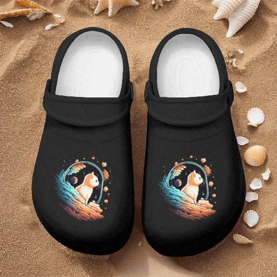 Astronaut Cat Space Cat on Galaxy Cat Lover Nurse Clogs