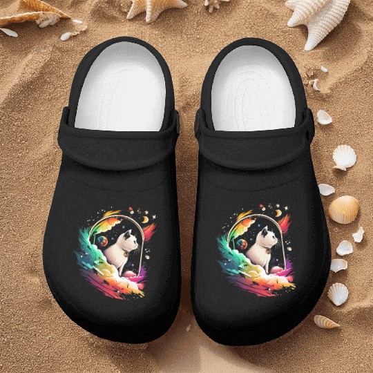 Space Cat on Galaxy Cat Lover Nurse Clogs