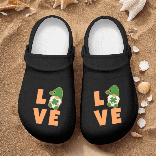 Love Gnome St Patricks Day Woman, Lucky Clover Nurse Clogs