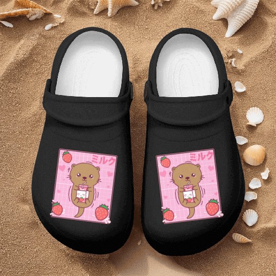 Kawaii Sea Otter Strawberry Milk Shake Otaku Nurse Clogs