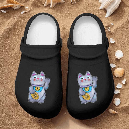 Cute Helpful Maneki Neko Lucky Cat Nurse Clogs