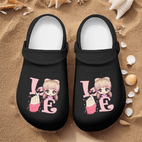 Love Saranghae Finger Heart Korean Anime Chibi Kpo Nurse Clogs