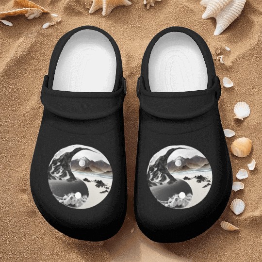 Ying Yang - mountains - beach Nurse Clogs