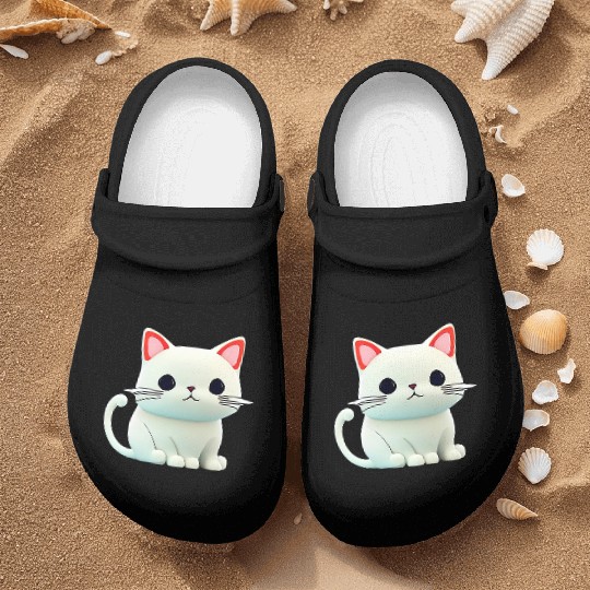 The Feline Fantasy A White Cat Chibi Design Nurse Clogs