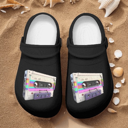 80s Music Cassette Tape : 3D, Neon, 80s songs Nurse Clogs