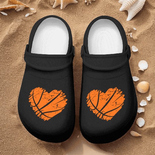 I Love Basketball with Heart Shape Nurse Clogs