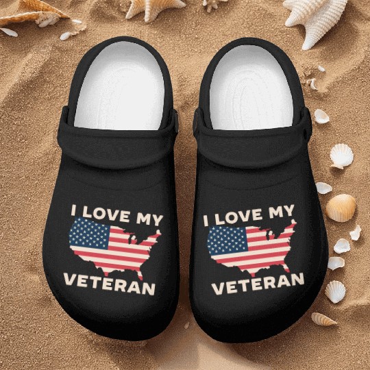 I Love My Veteran USA Flag American Memorial Day Nurse Clogs