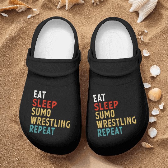 Eat Sleep Sumo Wrestling Repeat Funny Player Idea Nurse Clogs
