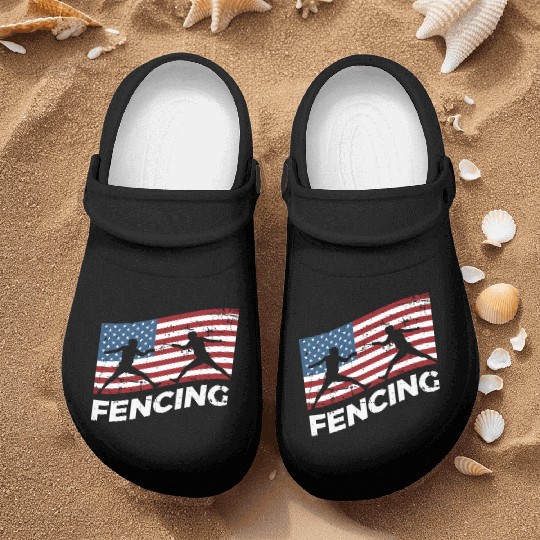 Fencing Usa Flag Fencer Patriotic Nurse Clogs