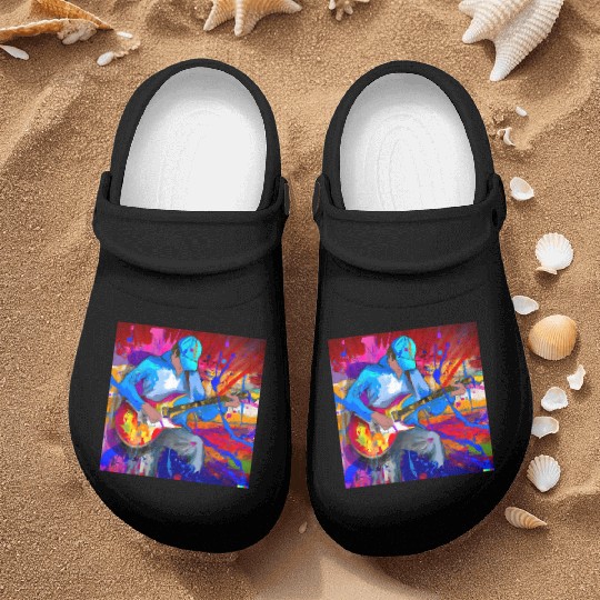 Guitar Player Graffiti Art Nurse Clogs