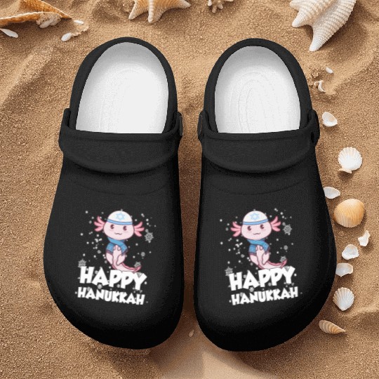Happy Hanukkah Axolotl Kawaii Cute Axolotl Lover Nurse Clogs