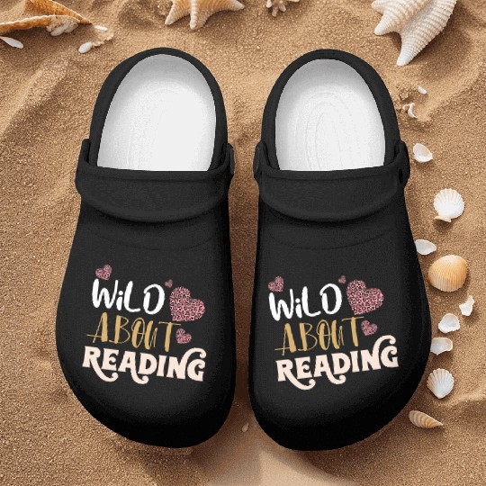 Wild About Reading Leopard Print Book Lover Nurse Clogs
