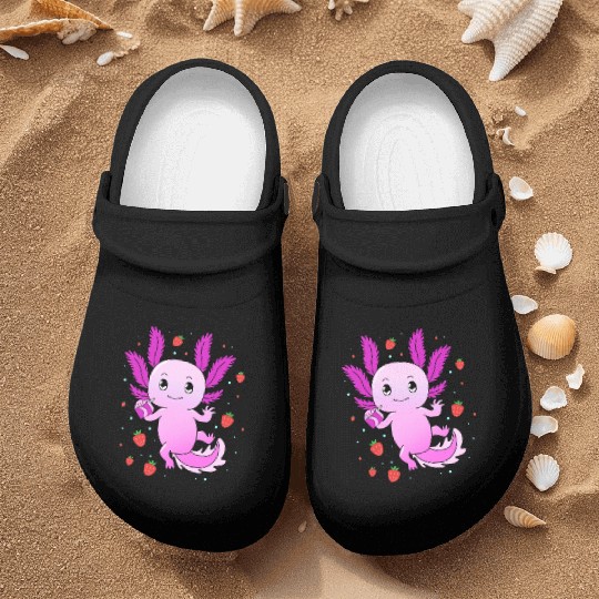 Pastel Gothic Aesthetic Axolotl Strawberry Milk Nurse Clogs