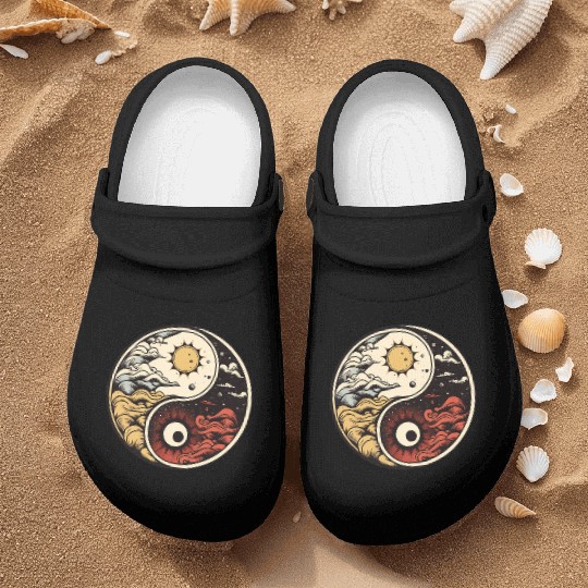Sun and moon yin yang Nurse Clogs