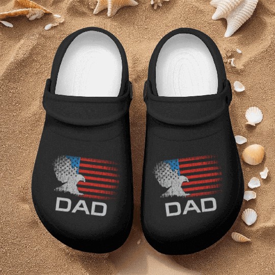 Dad US American Flag For Men Father's Day Husband Nurse Clogs