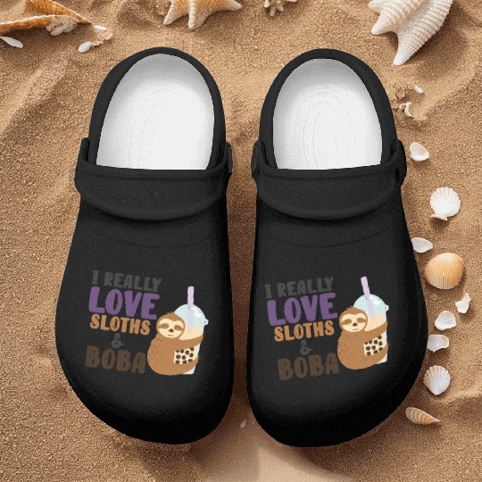 Cute Lazy Sloth Boba Tea Sweet Bubble Tea Nurse Clogs