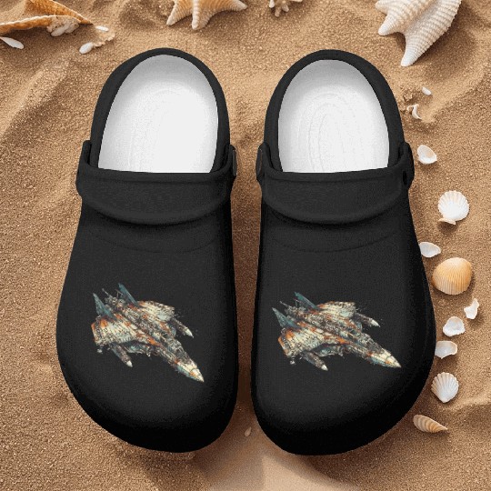 Sci fi FIghter jet Nurse Clogs