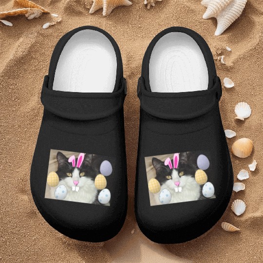 Easter Bunny Cat Face Decor Nurse Clogs