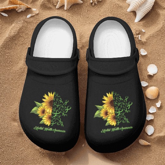 Sunflower May Green Mental Health Awareness Nurse Clogs