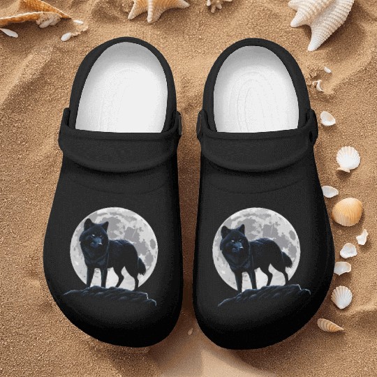Wolf howling at the moon graphic Nurse Clogs
