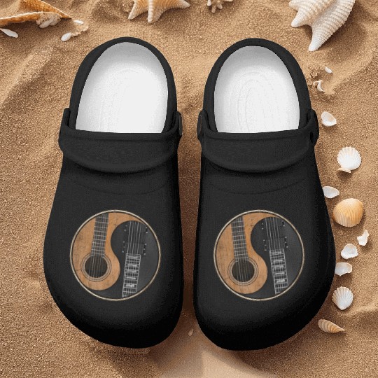 Ying Yang Guitar ArTwork Nurse Clogs