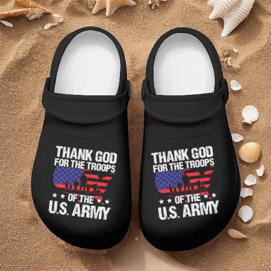 Soldier thank god for troops of us army military Nurse Clogs