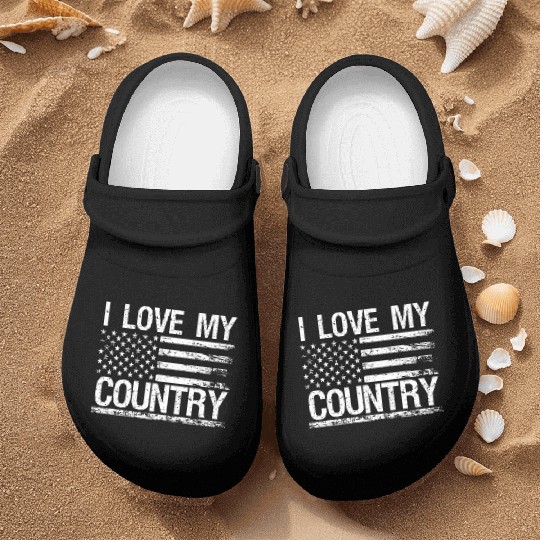 Soldier i love my country military army veteran Nurse Clogs