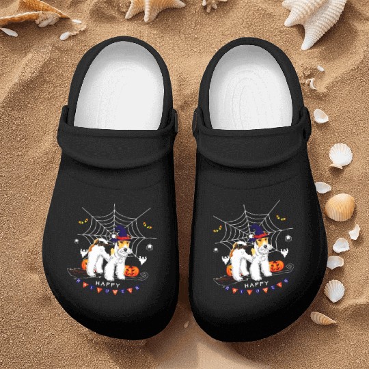 Airedale Witch Pumpkin Kids Mens Womens Dog Lover Nurse Clogs