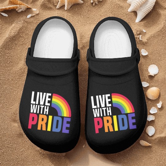 Live With Pride Rainbow Month LGBTQ Gay Pride Nurse Clogs