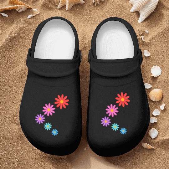 falling multi colored flowers Nurse Clogs