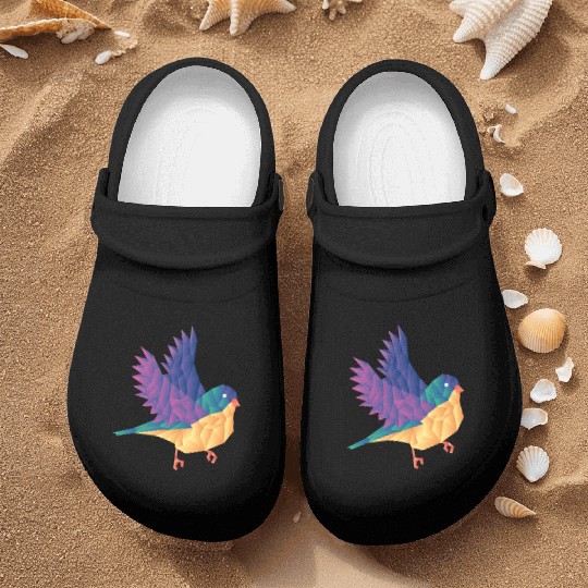 Polygon Shape Multi Colored Bird Pattern Nature Nurse Clogs
