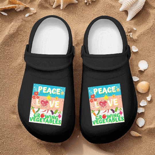 Peace love Vegetables design for him cool Nurse Clogs