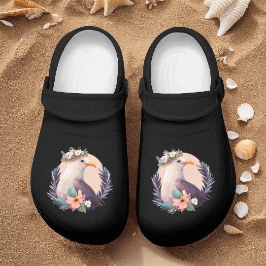 Cute Seagull Bird Flower Crown Floral Birds Nurse Clogs