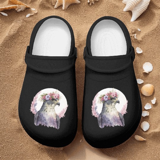 Falcon Birds Of Prey Flower Crown Floral Bird Watc Nurse Clogs