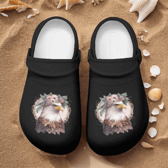 Watercolor Bald Eagle Flower Crown Floral Bird Wat Nurse Clogs