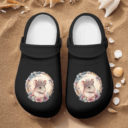 Watercolor Pet Mouse Flower Crown Floral Animal Lo Nurse Clogs