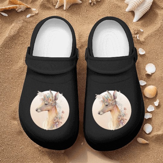 Australian Kangaroo Flower Crown Watercolor Animal Nurse Clogs