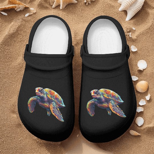 Colorful underwater sea turtle dreamlike beautiful Nurse Clogs