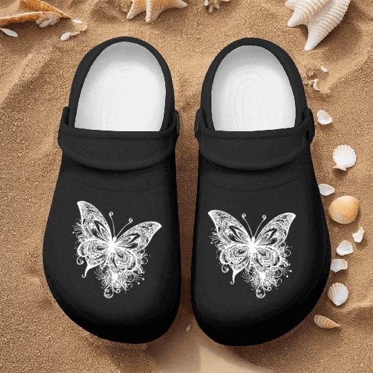 Pretty Vintage Butterfly Tattoo Line Style Nurse Clogs
