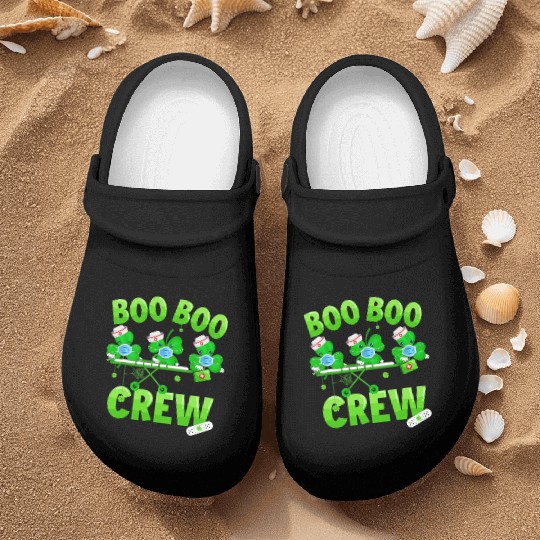 Boo Boo Crew Nurse St Patricks Day Shamrock Nurse Clogs