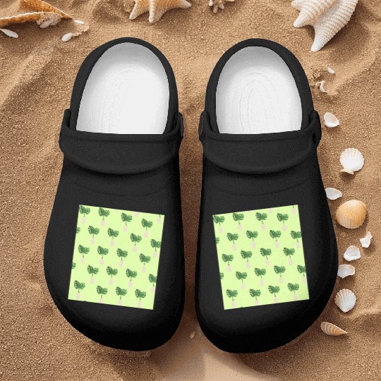 Green Tropical Palm Leaves In A Grey Vessel Nurse Clogs