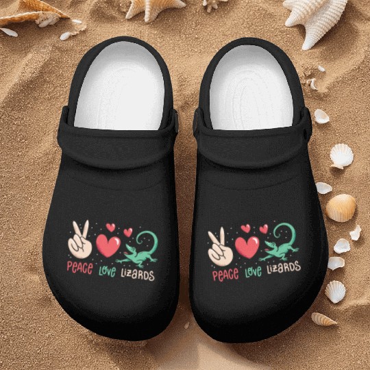 Peace love lizards cute lizard lover quote Nurse Clogs