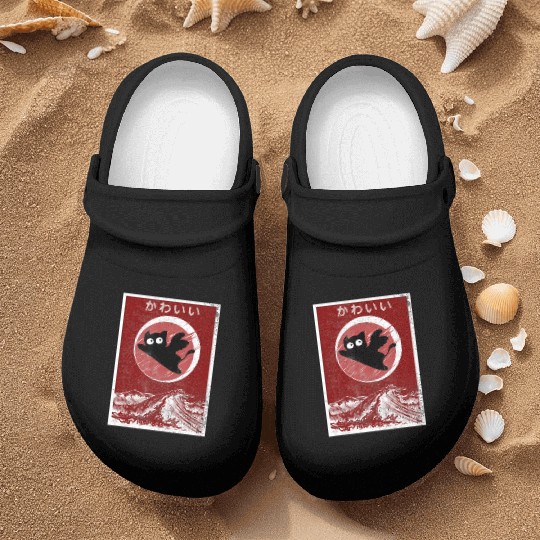 Kawaii Cat Japanese Black Anime Cat Nurse Clogs