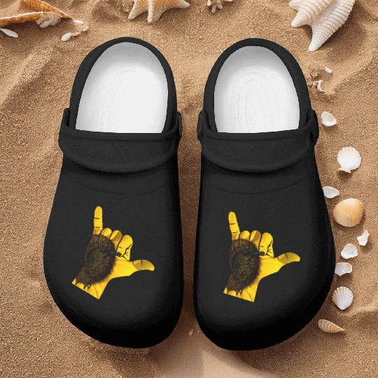 Shaka Hand On Yellow Sunflower Plant Nurse Clogs