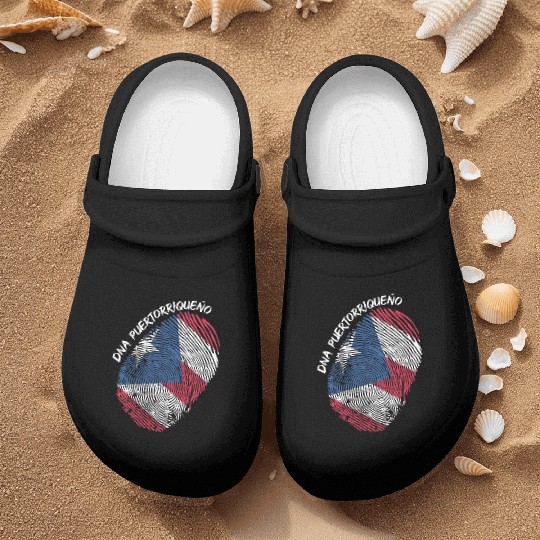 Puerto Rico Flag Fingerprint For Boricua Usa Fans Nurse Clogs