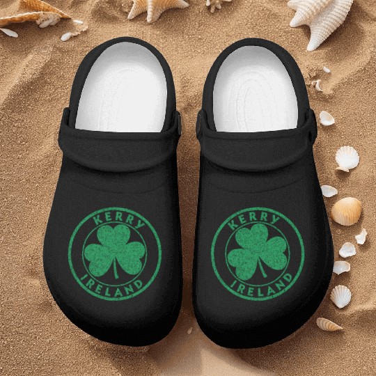 Kerry Ireland Shamrock Sign Distressed Green Print Nurse Clogs