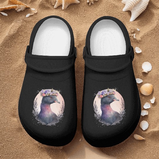 Cute Coot Bird Watching Flower Crown Floral Birdin Nurse Clogs