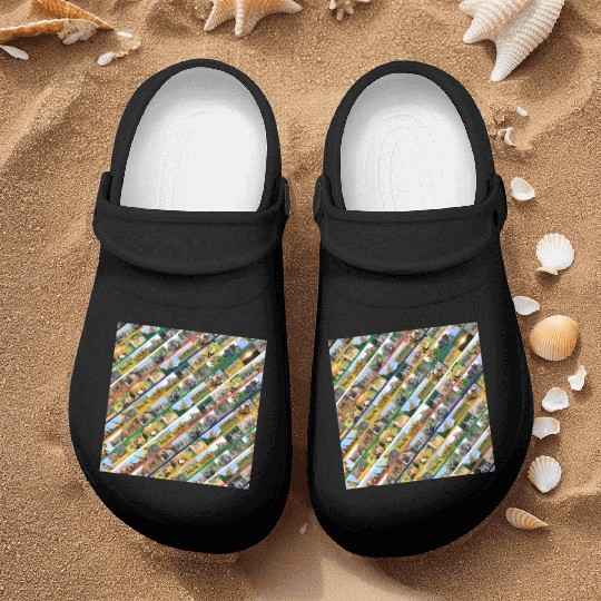 Wildlife Stripe Multi Color Collage Nurse Clogs