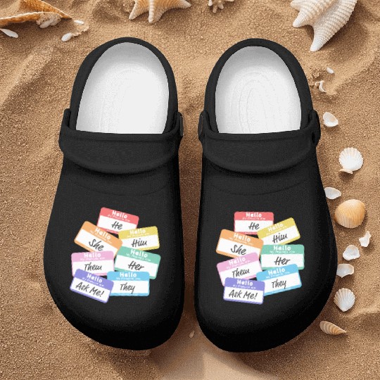 Pride Rainbow Pronouns Nurse Clogs
