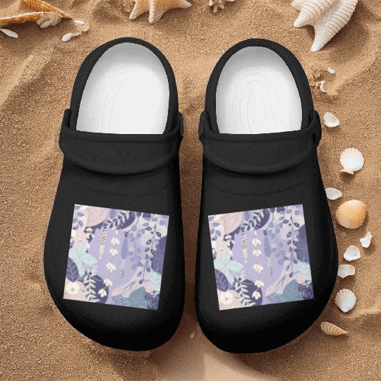Wisteria Pattern, Japanese Kimono Fabric Pattern Nurse Clogs